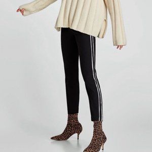 NWOT:ZARA Trouser w/ Tuxedo Stripes, Black/White,S